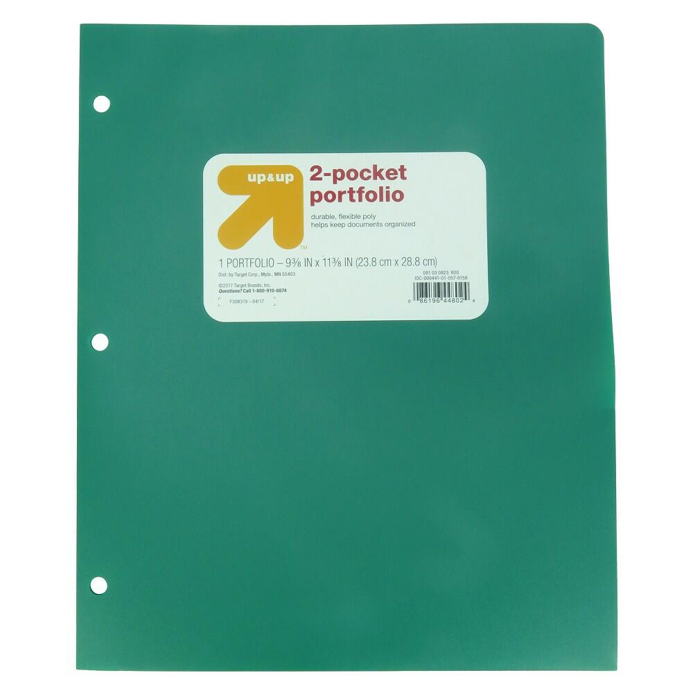 up&up Plastic Folder Green 2 Pocket