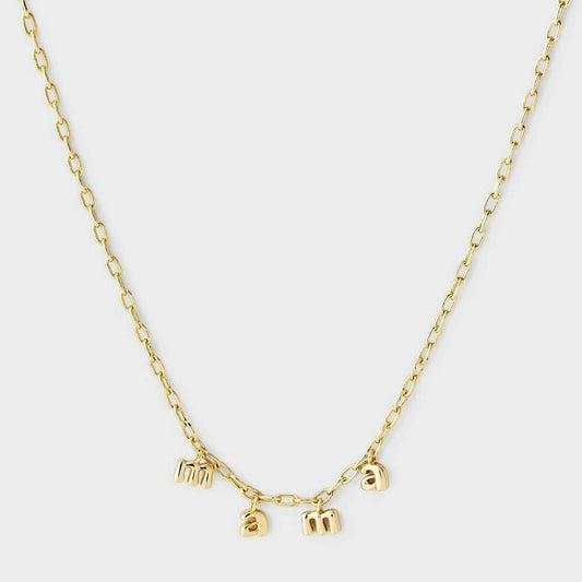 14k Gold Dipped "mama" Stationed Charm Necklace