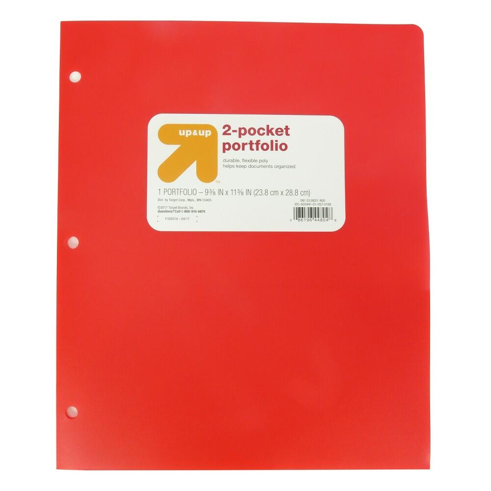 2 Pocket Plastic Folder Red - up&up™