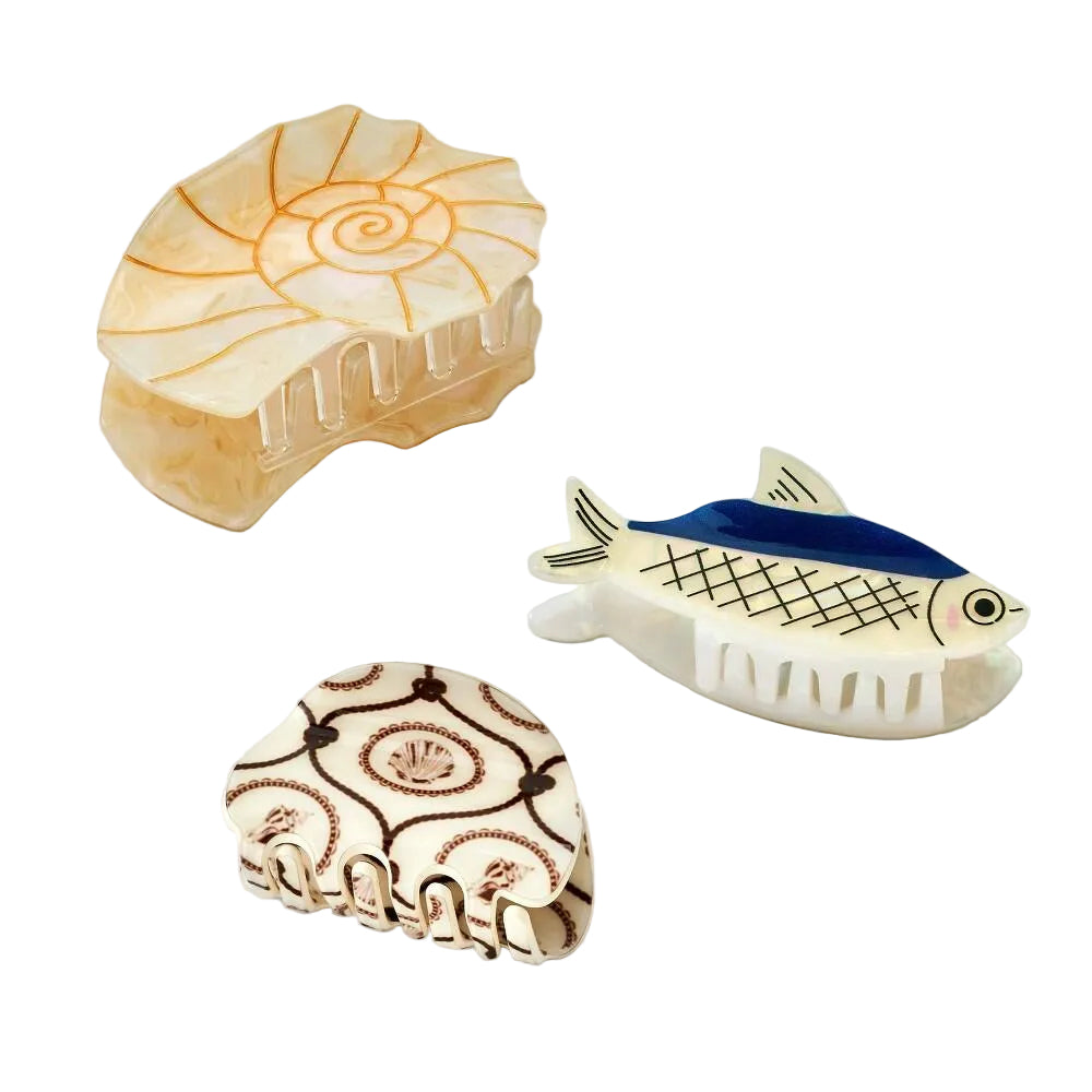 Fish and Shells Claw Clip Set (Missing Fish Clip)