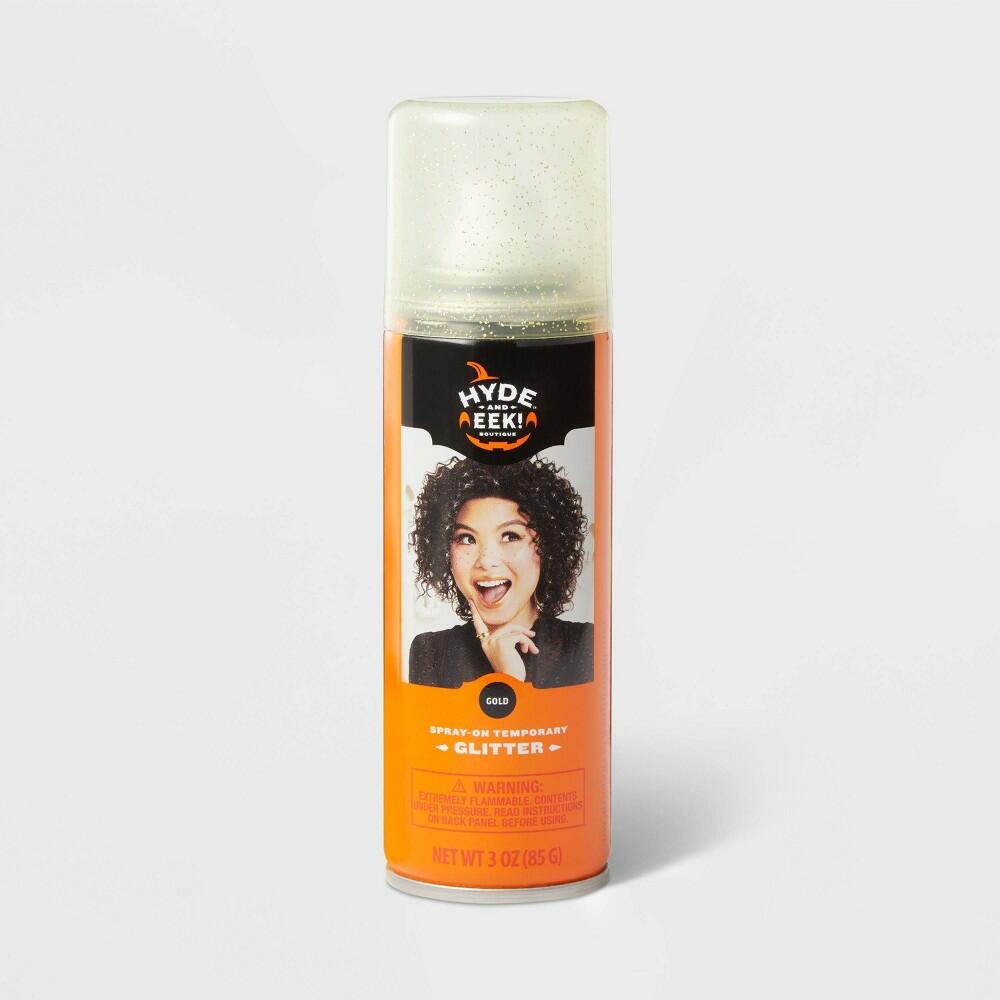 3oz Gold Spray-On Temporary Halloween Hair and Body Glitter - Hyde and EEK! Boutique™: Easy Cleanup, Ages 13+