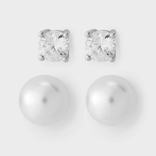 Silver Plated Glass Pearl Cubic Zirconia