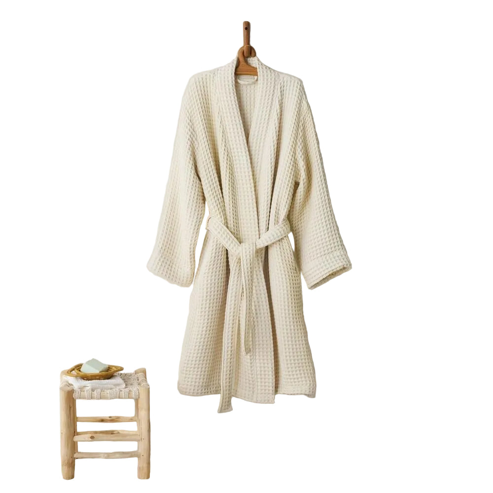 L/XL Waffle Bath Robe Snowfall White
