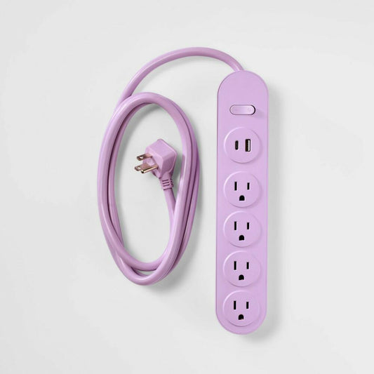 6' 4-Outlet Power Strip Extension Cord with USB and USB-C Ports