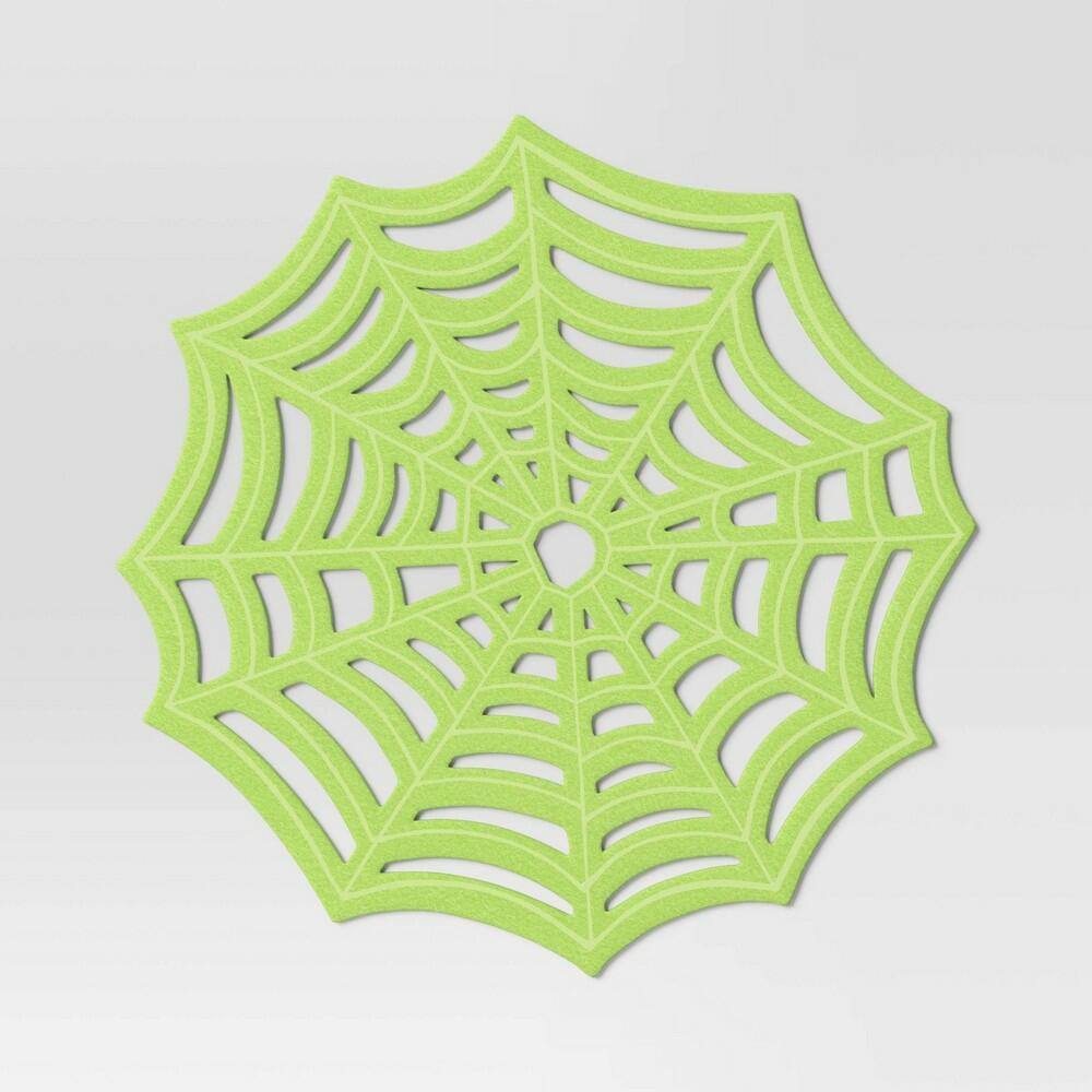 Halloween Spiderweb Charger Placemat Green - Hyde and EEK! Boutique™: Novelty Shape, Polyester, Spot Clean, 15"