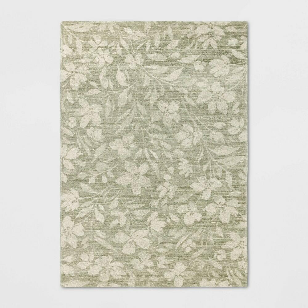 7'x10' Botanical Flatweave Area Rug Green - Threshold