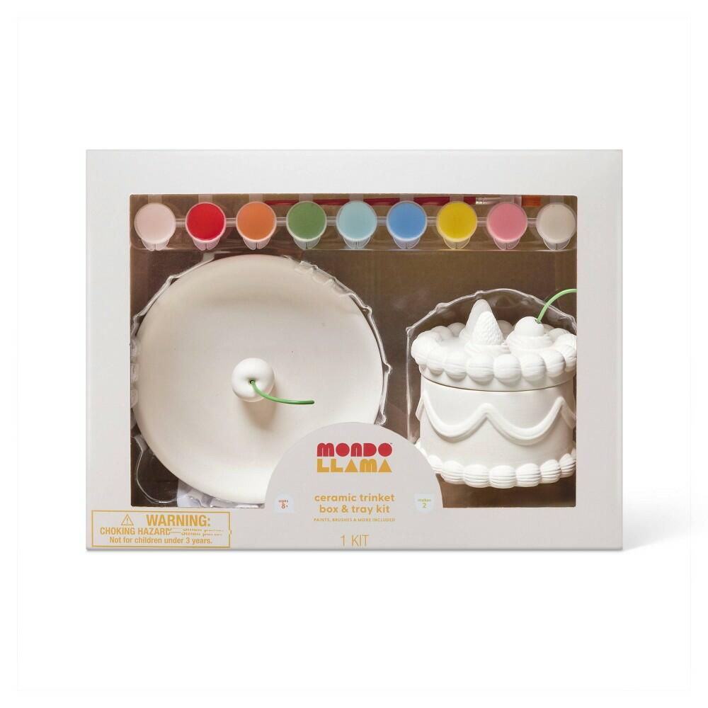 Mondo Llama Ceramic Trinket Box & Ring Tray Craft Kit 2 ct