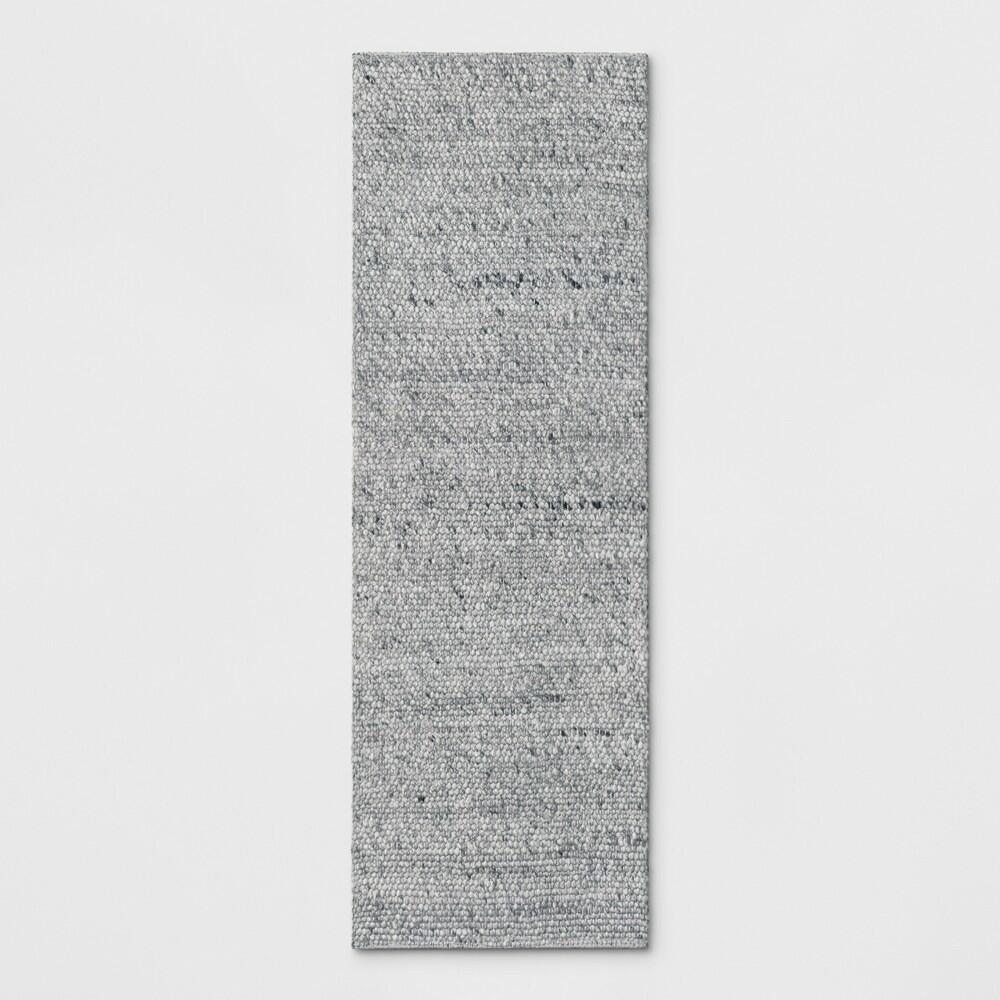 2'3"x7' Chunky Knit Wool Woven Rug Gray - Threshold