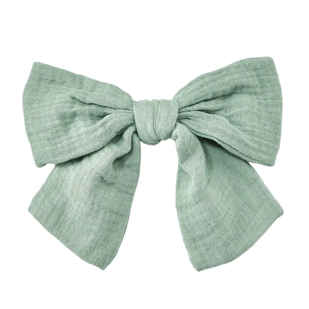Wrinkled Linen Bow Hair Barrette - Universal Thread Sage Green