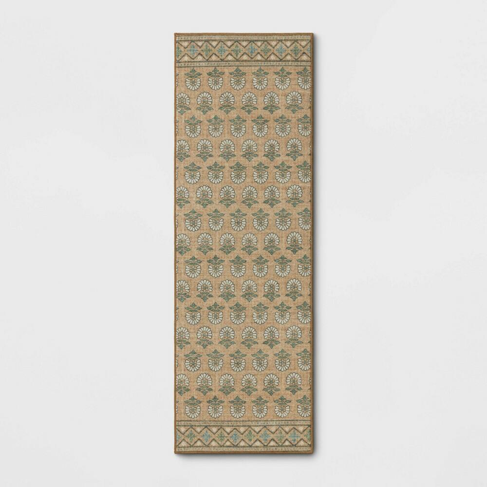 28"x84" Floral Block Memory Foam Runner Rug Yellow - Threshold™