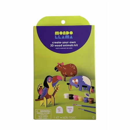 MONDO LLAMA 3 Pieces Animals Wood 3D Puzzles