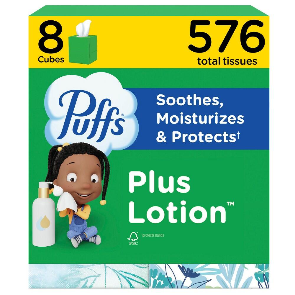 Puffs Plus Lotion Facial Tissue - 8pk/576ct: Square