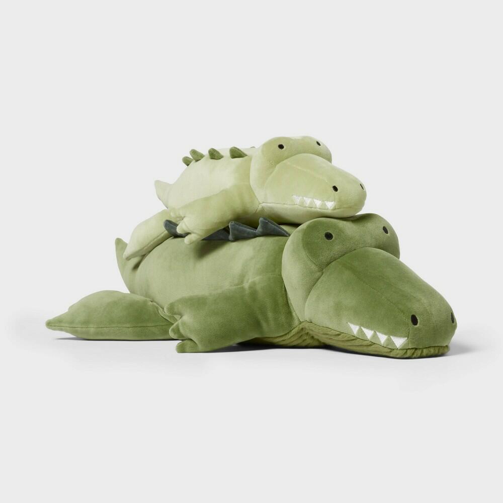Alligator and Baby Weighted Plush Kids' Throw Pillow