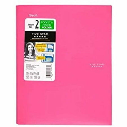 Five Star 2 Pocket Plastic Folder with Prongs Orange