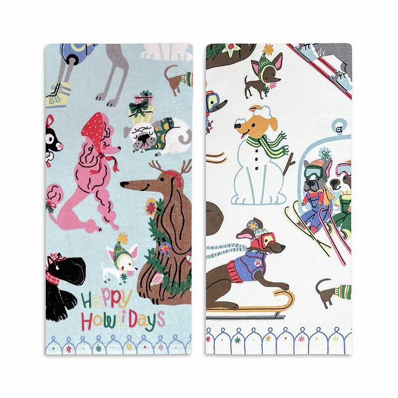 St. Nicholas Square® Holiday Dogs Kitchen Towel 2-pk., Blue Dogs