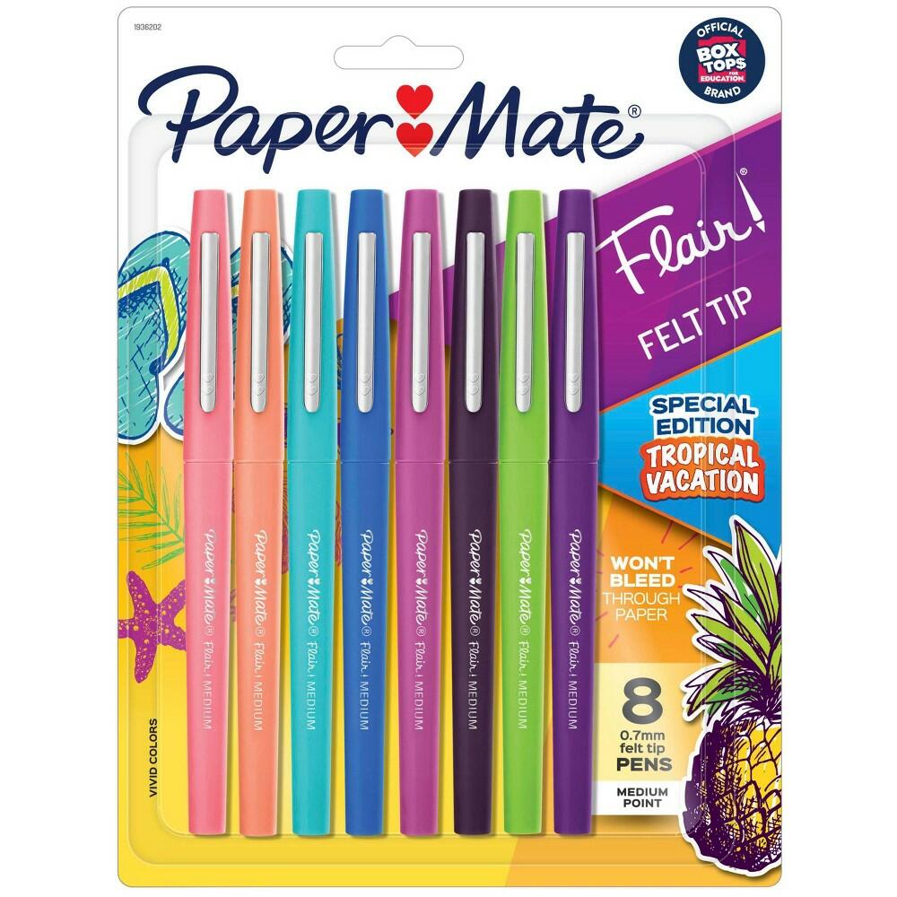 Paper Mate Flair! Felt Tip Special Edition Tropical Vacation 0.7mm Medium 8ct