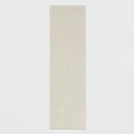 2'x7' Washable Solid Machine Tufted Runner Rug Tan - Threshold