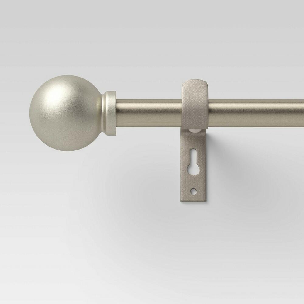48"-84" Café Smaller Ball Curtain Rod Silver