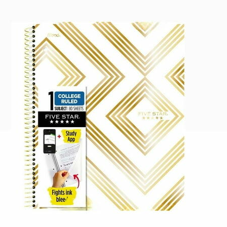 1 Subject Wide Ruled Notebook Golden Linear Poly Spiral
