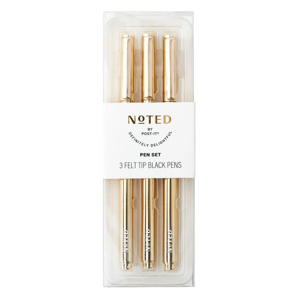 3pk Metallic Felt Tip Pens Gold