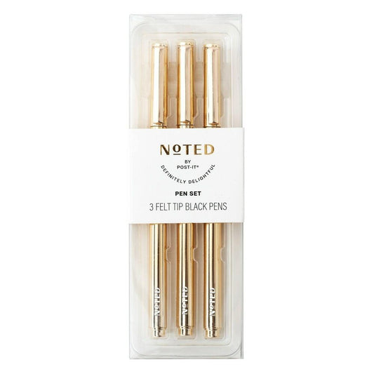 3pk Metallic Felt Tip Pens Gold