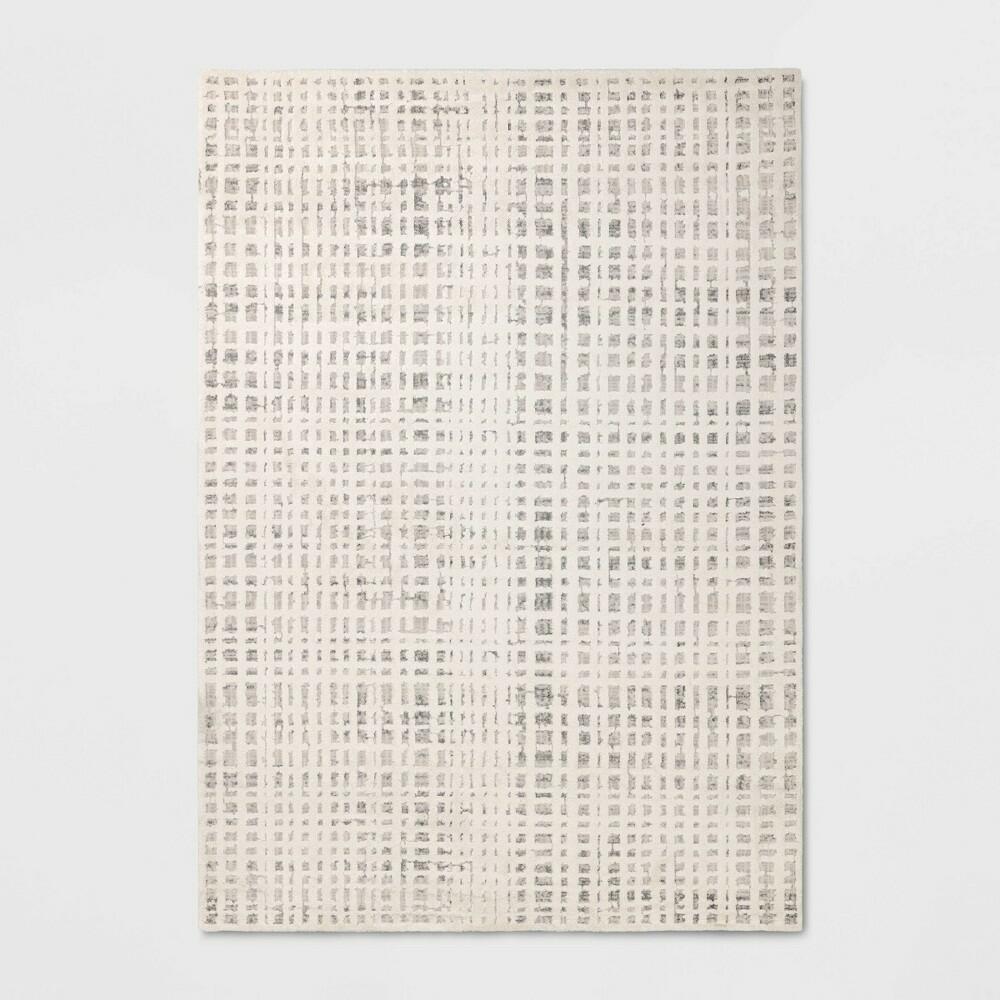 7'x10' High Low Grid Area Rug Taupe/Cream/Gray - Threshold (Minor Cosmetic DMG)