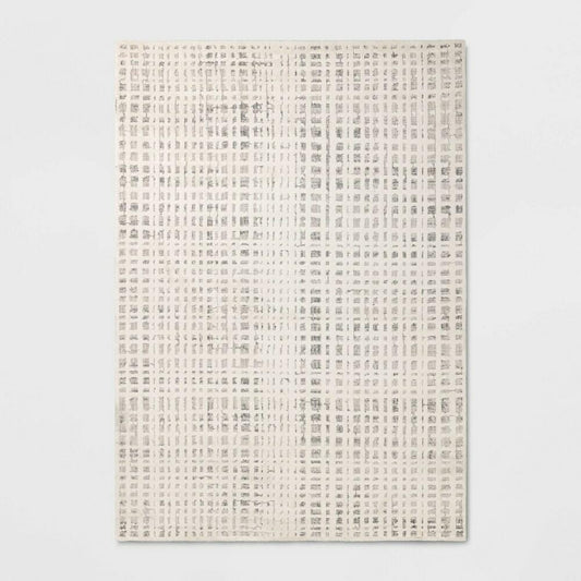 7'x10' High Low Grid Area Rug Taupe/Cream/Gray - Threshold (Minor Cosmetic DMG)