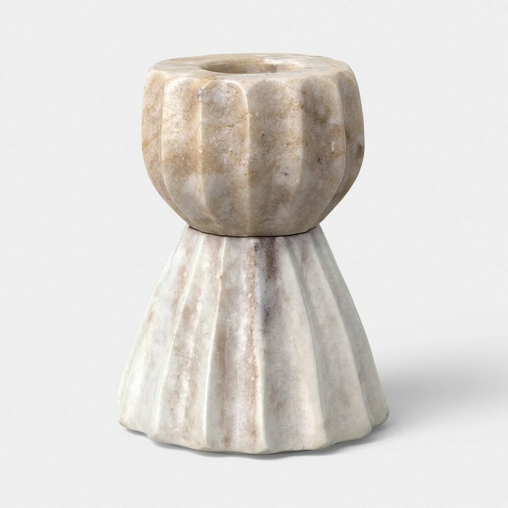 Short Marble Taper Candle Holder