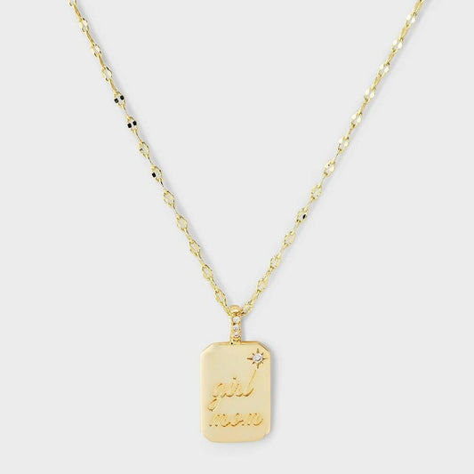 14k Gold Dipped Cubic Zirconia Engraved "Girl Mom"