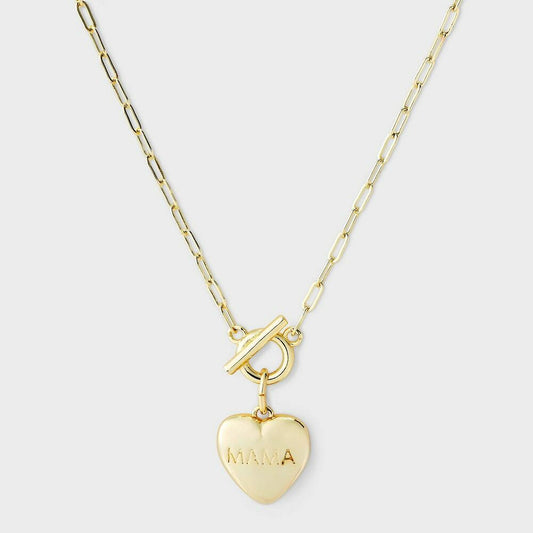 14k Gold Dipped "Mama" Necklace with Paperclip Chain