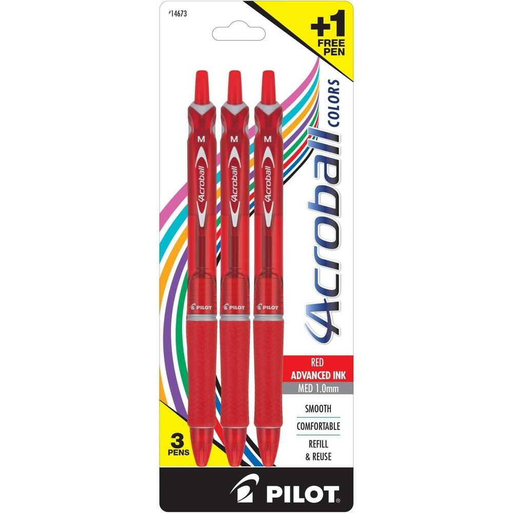 Pilot 3pk Ballpoint Pens Red Ink