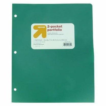 up&up Plastic Folder Green 2 Pocket