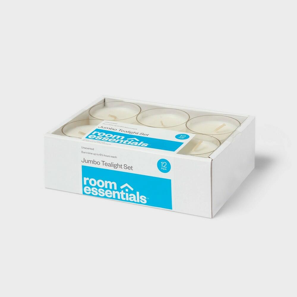 12pk Unscented Jumbo Tealight Candles