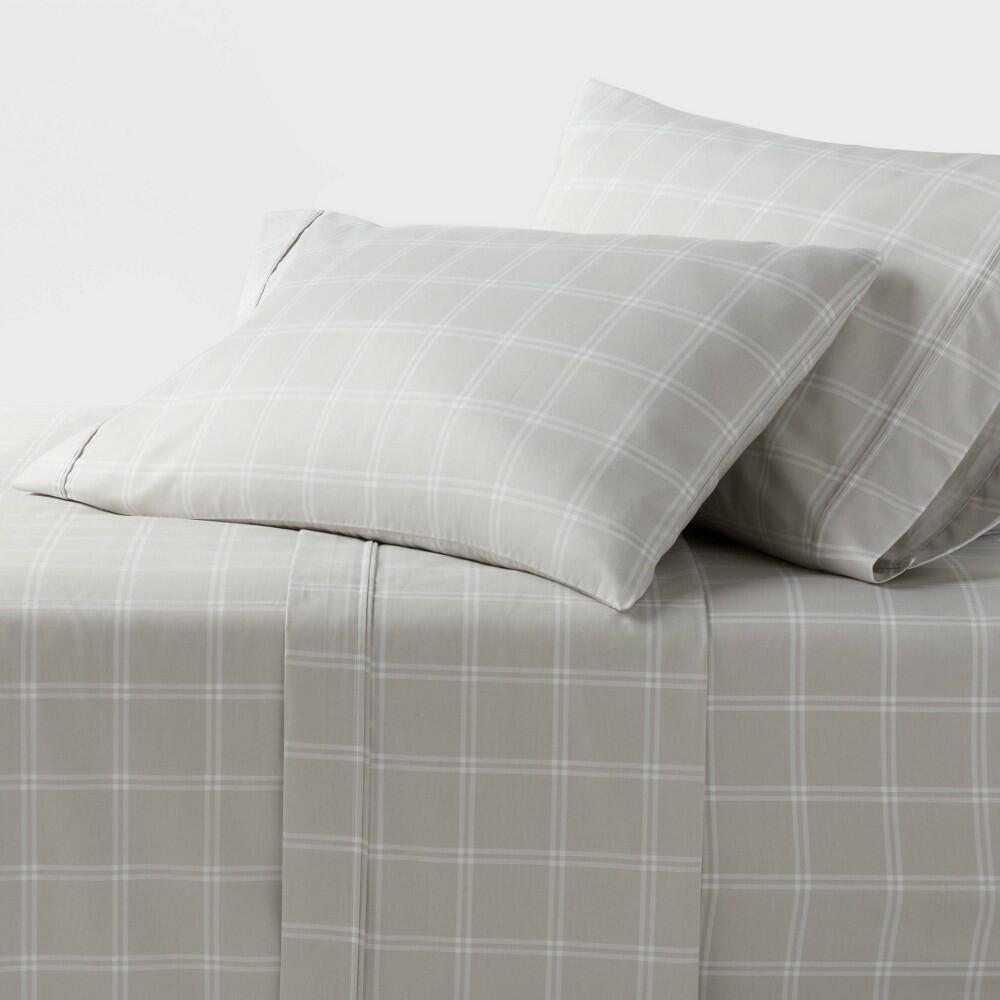 King Performance Sheet Set Gray Plaid