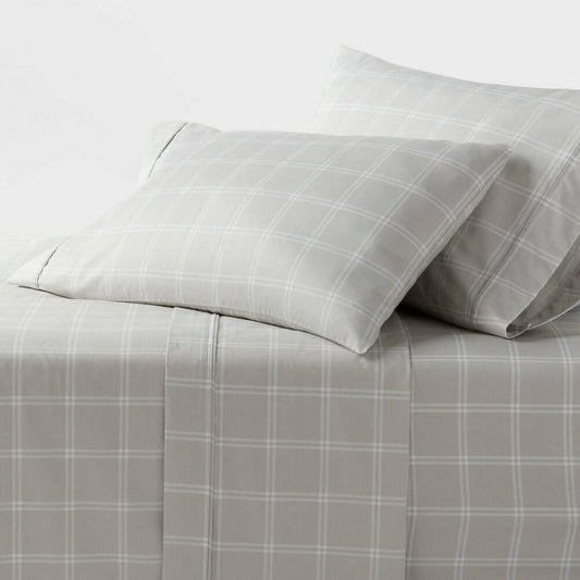 King Performance Sheet Set Gray Plaid