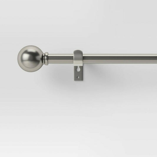 28"-48" Café Ball Curtain Rod Brushed Nickel