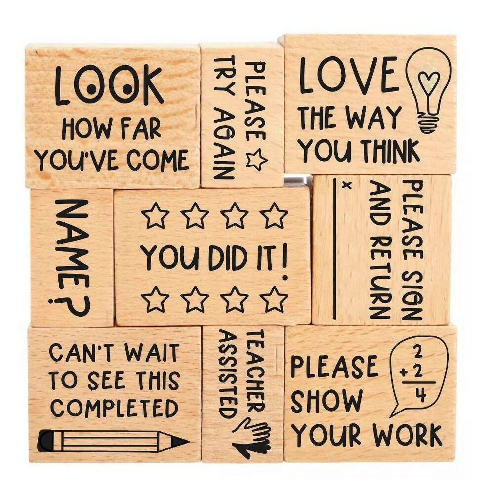 Pippi Post 9pc Teacher Stamp Set, Teacher Supplies