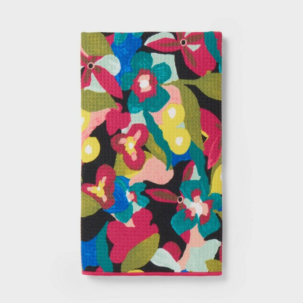 Waffle Abstract Floral Hand Towel Berry