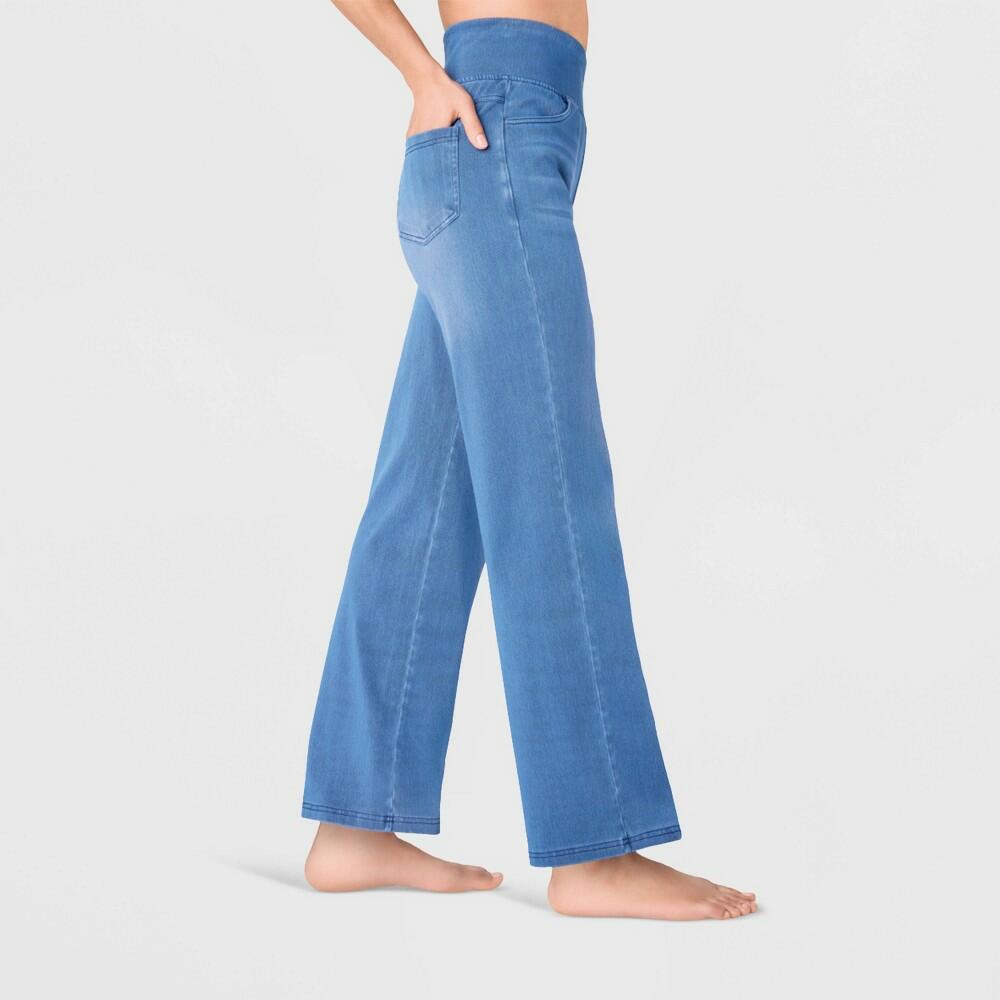 L A New Day Wide-Leg Knit Jeans, Light Blue