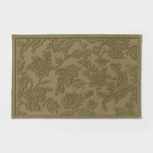 20"x30" All Over Floral Bath Rug Sage Green
