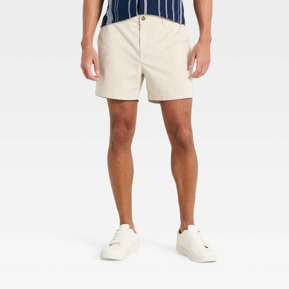 36 Goodfellow & Co 5-In Flat Front Shorts, Cream