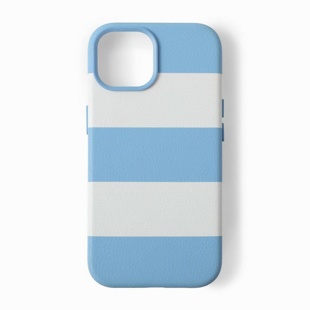 Hello Lux Light Blue Cabana Stripe Pebble PU iPhone Case - 17e/16e/15/14/13
