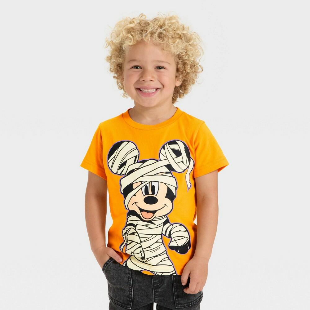 Toddler Boys' Disney Mickey Mouse Short Sleeve Halloween Mummy T-Shirt - Orange 12M
