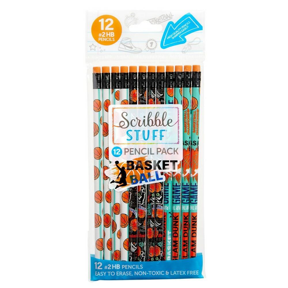 Scribble Stuff 12ct Poly Bag Pencils Basketball