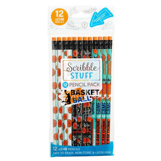 Scribble Stuff 12ct Poly Bag Pencils Basketball