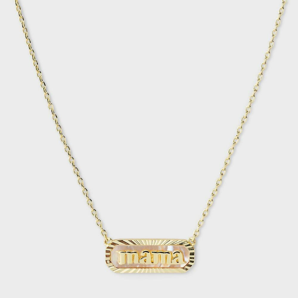14k Gold Dipped "Mama" Bar Necklace