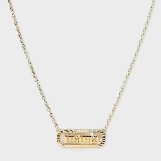 14k Gold Dipped "Mama" Bar Necklace