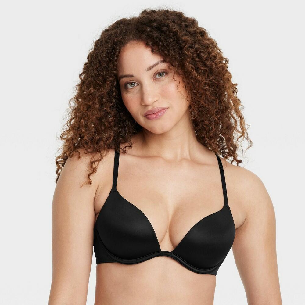 38B Auden Women's Super Push-Up Plunge Bra, Black