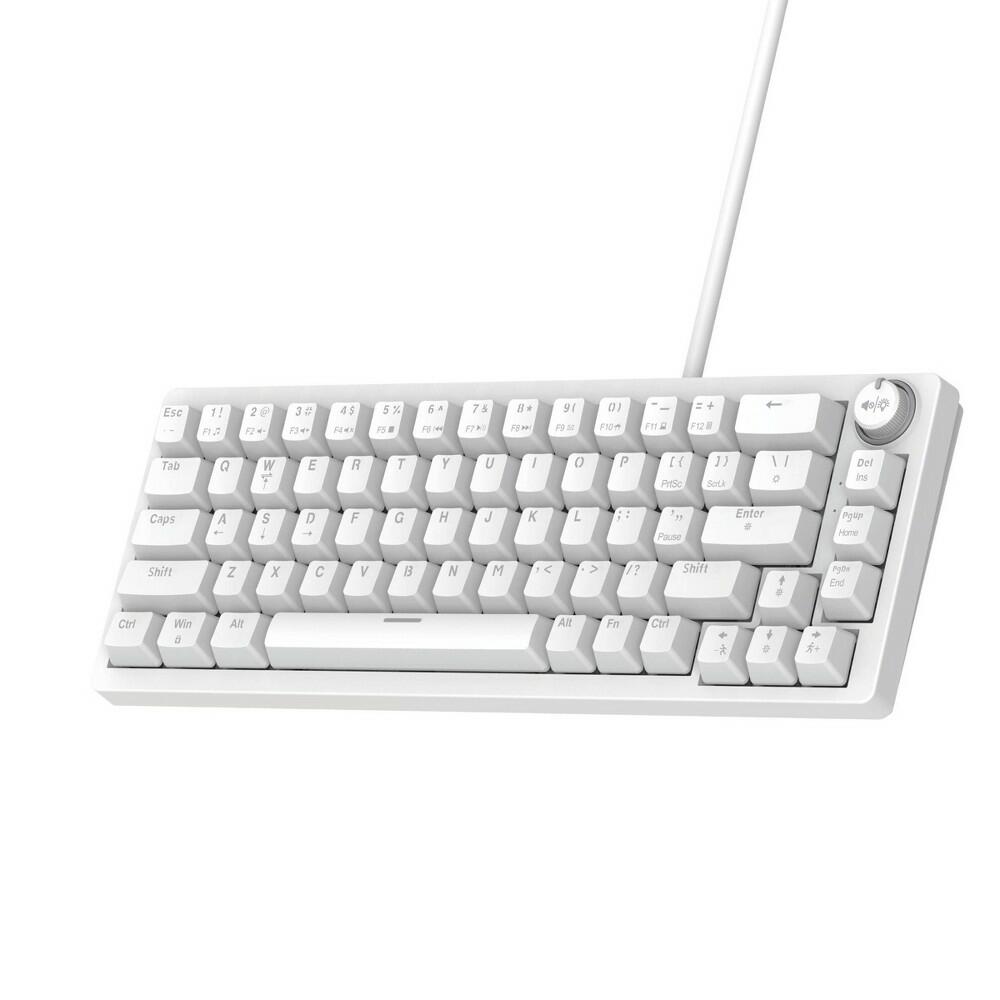 North Base Computer Keyboard - White: 60% Mechanical USB-A, 68 Keys, Backlit