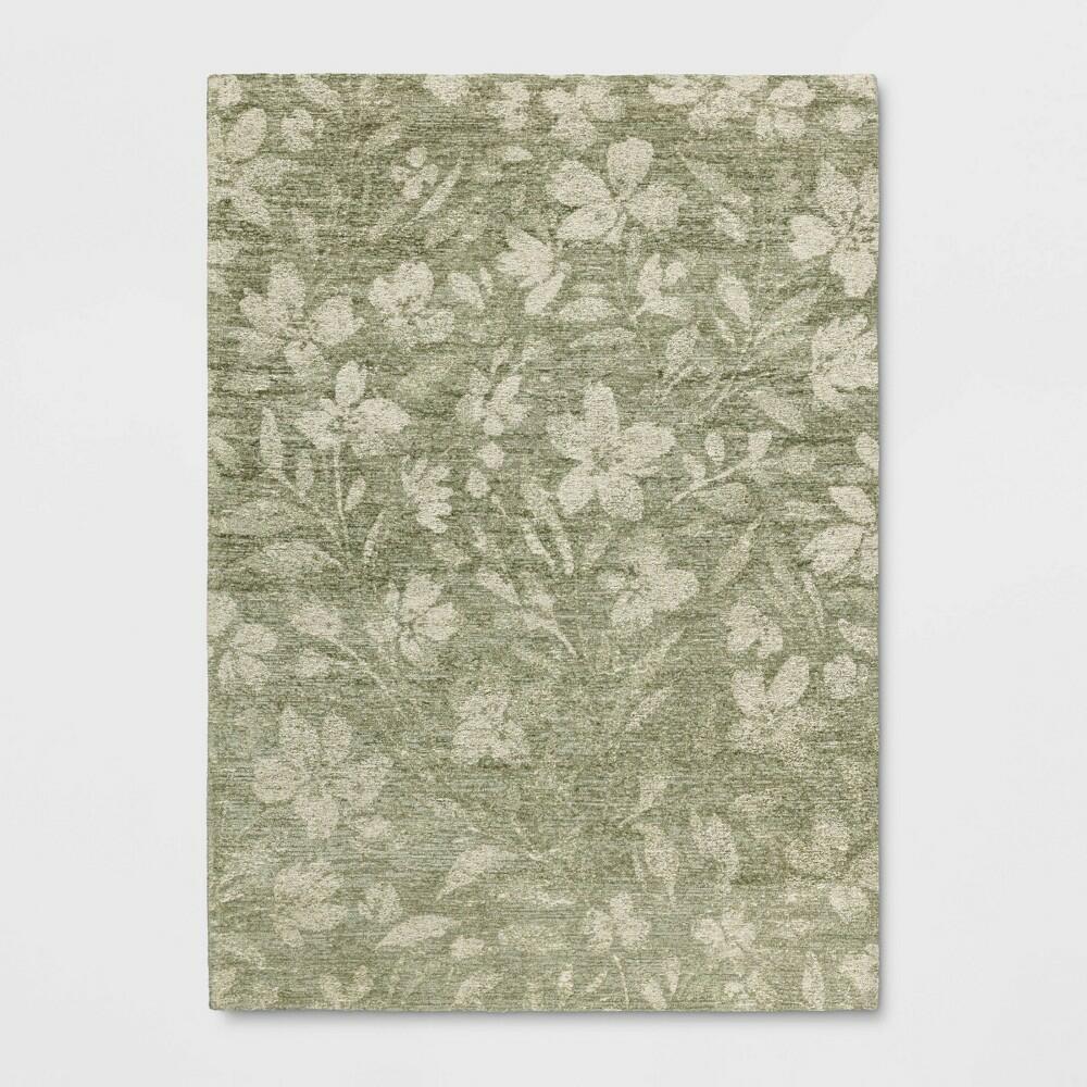 5'x7' Botanical Flatweave Area Rug Green - Threshold